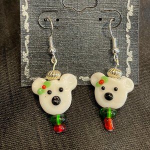 Polar Bear Earrings  -handmade, new